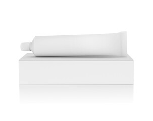 Medicine tube and package isolated on white background - obrazy, fototapety, plakaty