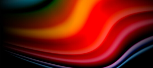 Rainbow color wave lines on black. Techno or business abstract background for posters, covers, banners, brochures, websites