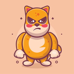 serious shiba dog animal character mascot with an angry expression isolated cartoon