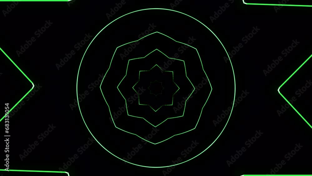 Poster geometric floral pattern with flashing movements. animation. cyber pattern with geometric lines on b