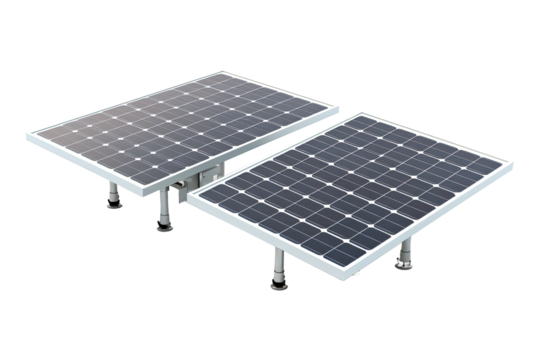 Two difrent solar panels, 3d render isolated on white background