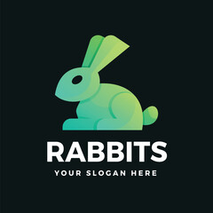 Rabbit logo vector illustration gradient style