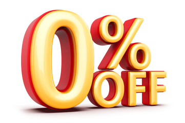 0 Percent Off Sale Discount Red Numbers 3D Render
