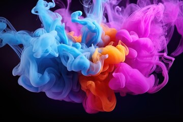 Obraz premium Colorful smoke swirls around suspended in space . GENERATIVE AI