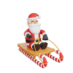 3d rendering Santa Candy Cane Sleigh Ride