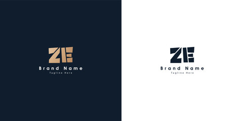 ZE Letters vector logo design - obrazy, fototapety, plakaty