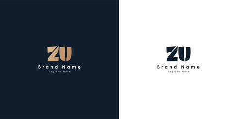 ZU Letters vector logo design - obrazy, fototapety, plakaty