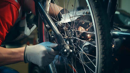 Auto Body Repairman Fixes Damaged Bike from Accident or Collision