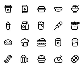 Fast Food line icon sheet