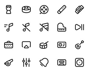 Fototapeta premium Music Audio line icon sheet