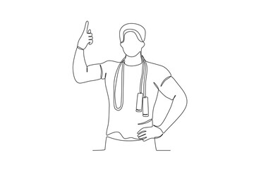 Single continuous line drawing of Men who exercise to maintain health. Medical health care service workers concept one line draw design vector graphic illustration
