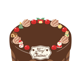 クリスマスケーキのフレーム3　横　白背景