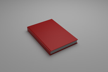 Hardcover book template, red blank books on white background for design purposes, 3d rendering	