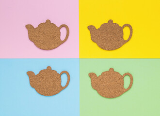 Four figures of dummies on a four-color background.