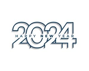 Free vector happy new year 2024 white background design vector