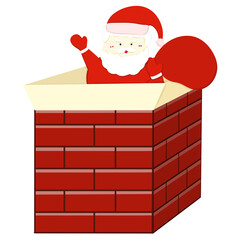 Santa Claus in chimney drawing
