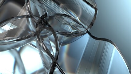 Glass objects Beautiful fresh refractions and reflections Beautiful Elegant and Modern 3D Rendering abstract background