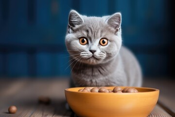 Portrait of a British Shorthair cat. Looking at the camera