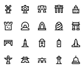 Landmark line icon sheet