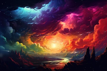 Illustration of colorful storm 