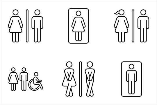 men and women restroom icon set. toilet icon set sign symbol. Girls and boys restroom sign.