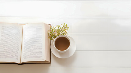 Fototapeta na wymiar cup of coffee and book - Generative Ai