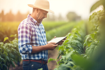 IDs de arquivo: 683142835 - Nomes originais: smart farmer using technology in an agriculture field man checking by using tablet in farm field (4).png.png
 - obrazy, fototapety, plakaty