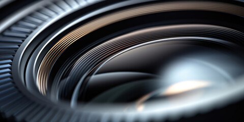 Macro perspective capturing the sleek surface of a camera lens