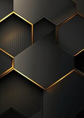Golden abstract luxury overlapping on dark gray hexagon