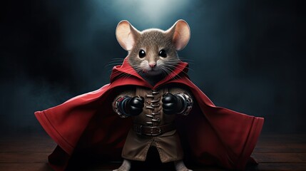 mouse With boxing gloves and Cloak - obrazy, fototapety, plakaty