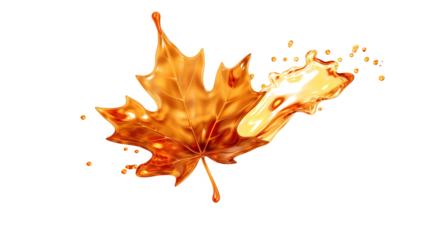 caramel syrup drop and splash element on isolated background