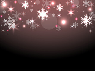 Fototapeta na wymiar クリスマスのキラキラネオンと雪の結晶が綺麗なフレーム背景イラスト