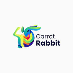 Obraz premium Vector Logo Illustration Carrot Rabbit Gradient Colorful Style