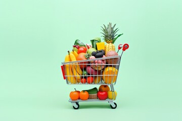 Shopping healthy food, COPY SPACE, generative ai