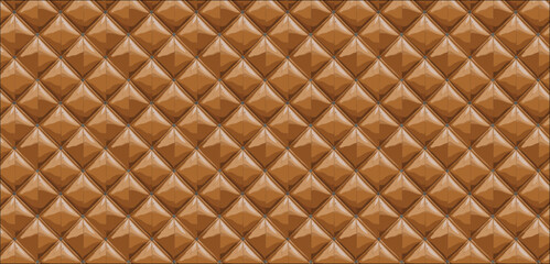 leather upholstery. Close-up texture of genuine leather with Brown rhombic stitching. Luxury background.