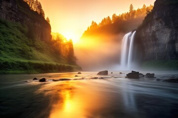 Waterfall at sunrise