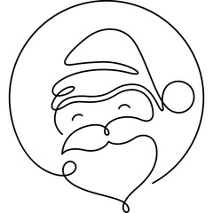 santa claus smiling one line drawing icon minimalist