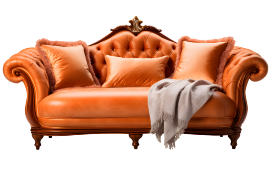luxury sofa isolated on transparent background - design element PNG cutout