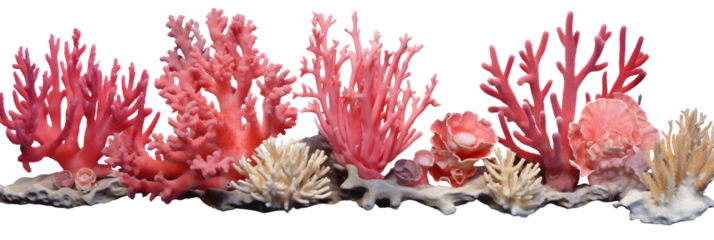 corals banner isolated on transparent background - design element PNG cutout