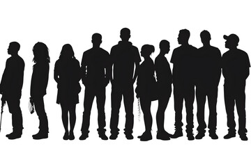 silhouette group of people isolated on transparent background - design element PNG cutout