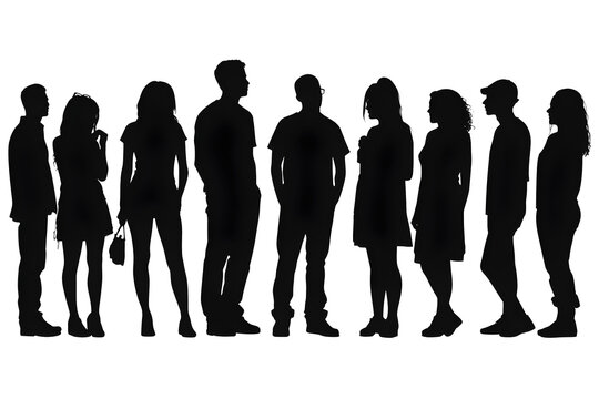 silhouette group of people isolated on transparent background - design element PNG cutout collection