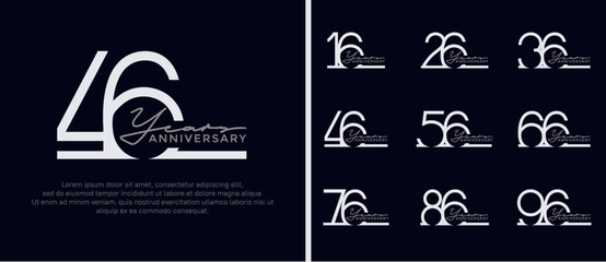 set of anniversary logo white color on brown background for celebration moment