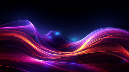 Neon lines of bright a waves background