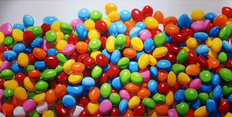Obraz premium colorful balloons background, bowl of candy, jelly beans in a glass, jelly beans in a glass bowl, candy in a glass, 