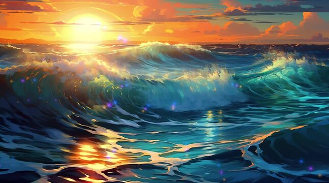 Radiant Ocean Dance: Sunbeams Sparkling on the Sea