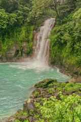Fototapeta na wymiar Portrait view landscape of the Rio Celeste waterfall