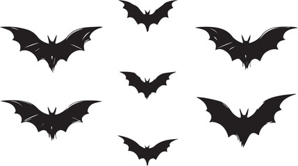 Set of Halloween bats silhouette vector