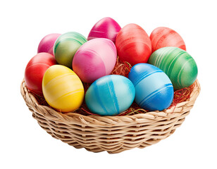 Obraz na płótnie Canvas Basket with Easter eggs isolated on transparent background