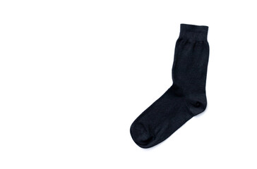 Black sock full of dust isolated on white background. After some edits.