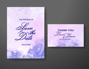 Wedding invitation with abstract watercolor background